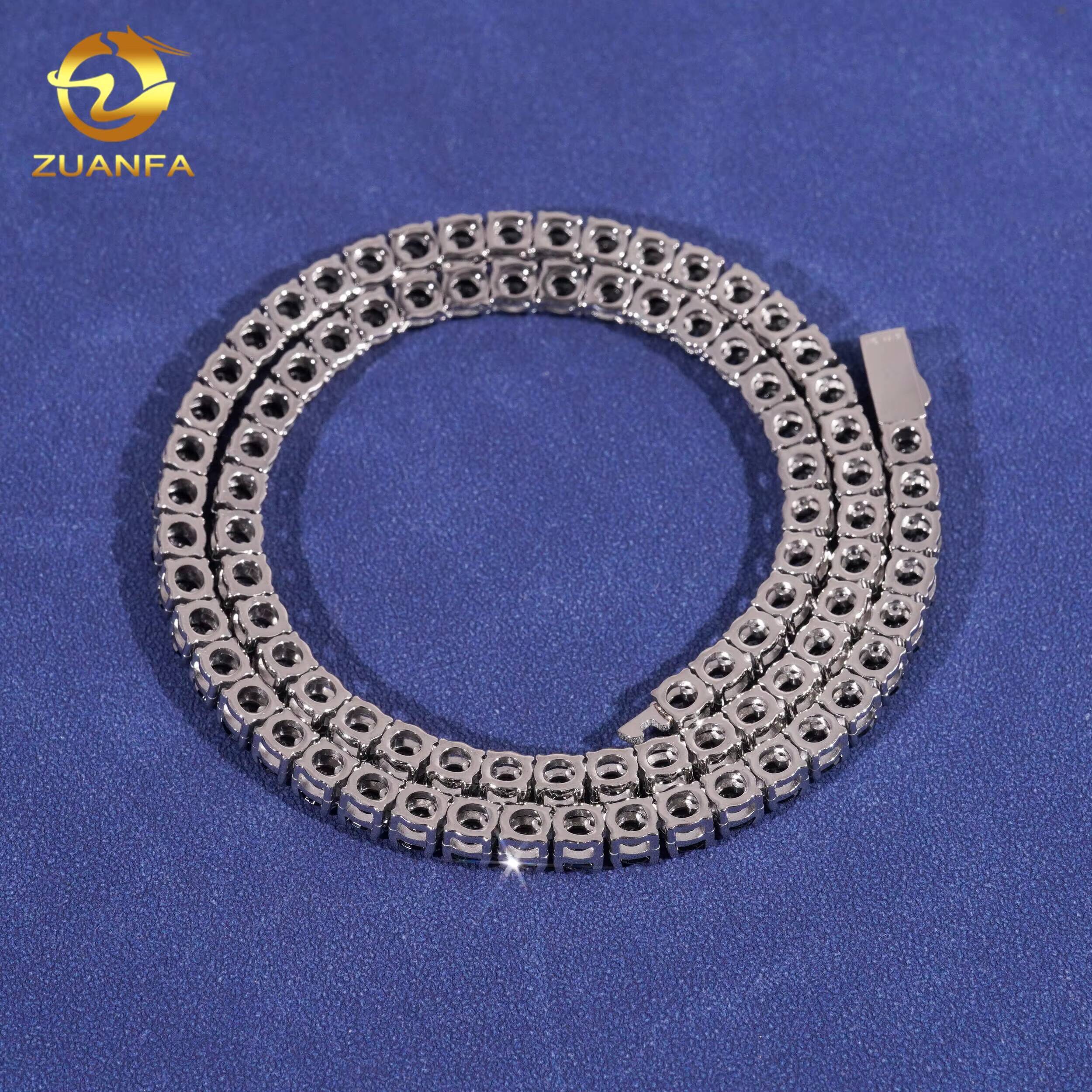 Wholesale Fast Shipping 316L Stainless Steel Tennis Chain Iced Out Jewelry Hip Hop Black Moissanite Diamond Tennis Necklace