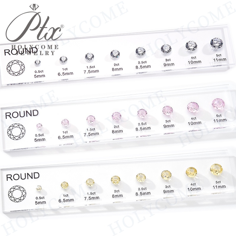 Custom Ring Diamond Selector Kit 7A Zircon Gemstone Size Template for Moissanite Jewelry Diamond Size Chart Measure Size Comparison Jewelry Tools