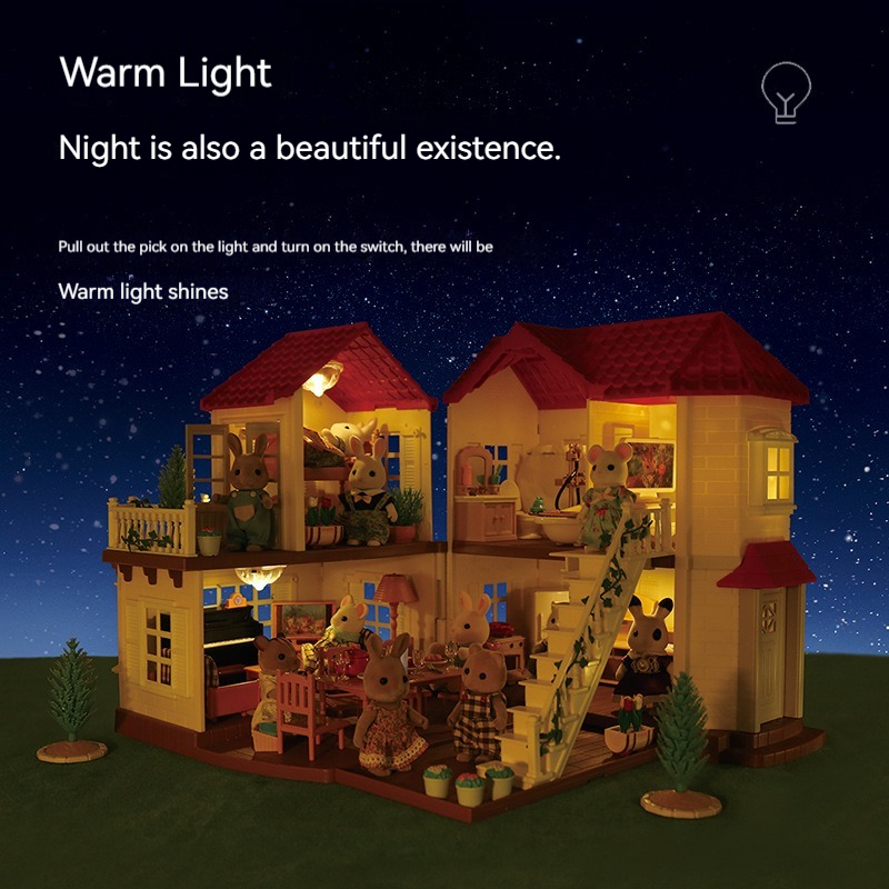 Forest Animal Villa Set DIY Toy Simulation Furniture Bedroom Set Halloween Toy Girl Play House Toys Family Model Children Gifts