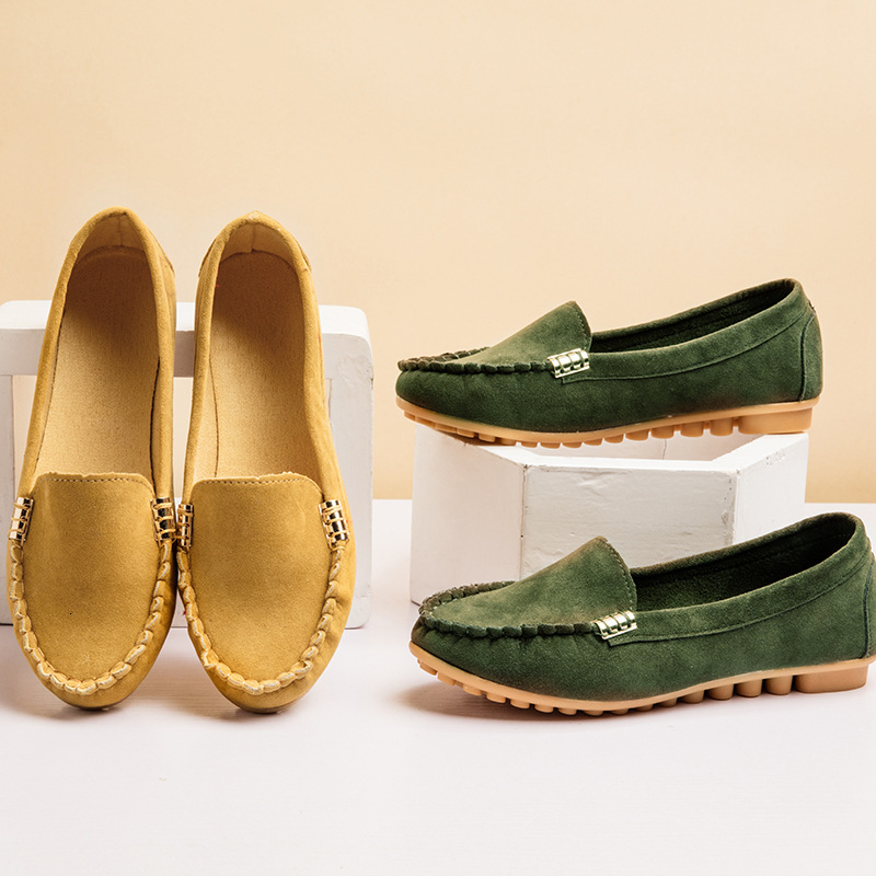 Autumn Shallow Mouth Bean Flat Single One Foot Lazy Large Women S Shoes Ddmysaturn