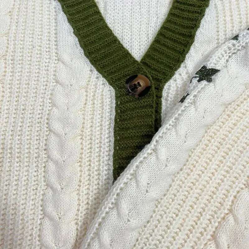 Evermore Cardigan Taylor Version Green Vine Embroidered Button Down Cable Knit Sweater Women Fall spring Vintage Outfit fashion clothing women