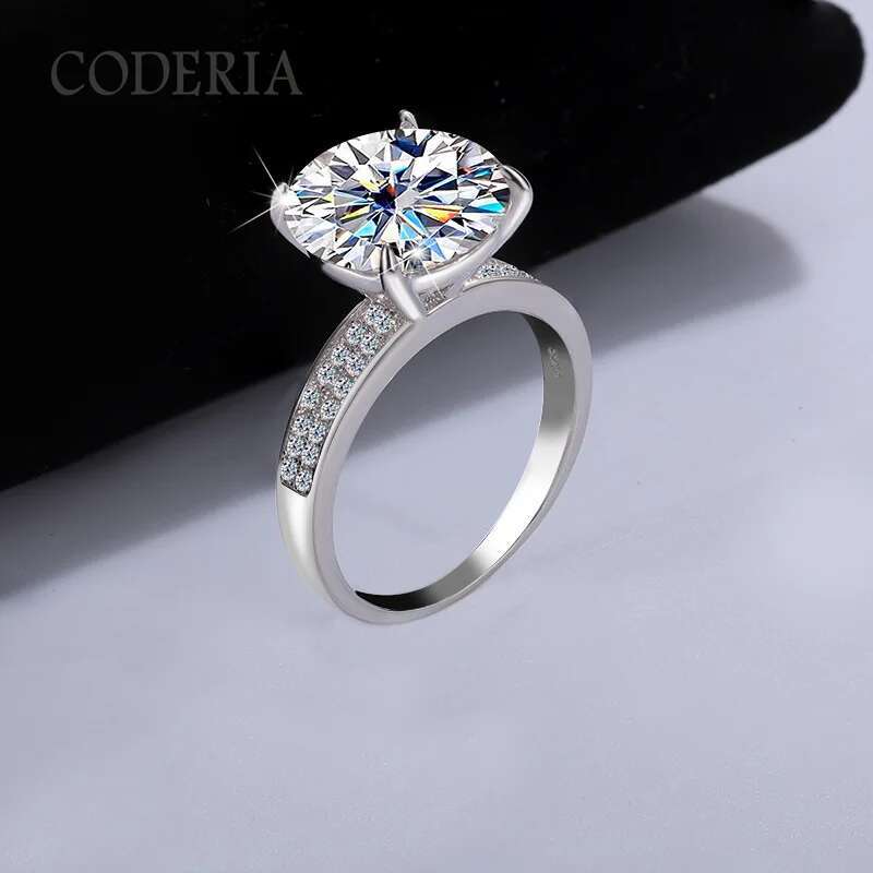 Authentic Moissanite 925 Sterling Silver Ring For Women 5CT Brilliant Diamond Finger Band Jewelry Gift With GRA Certificate