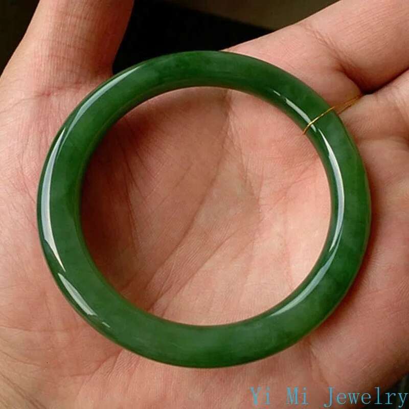 Natural Women's Jasper Full Green Thin Round Jade Bangle Bracelet