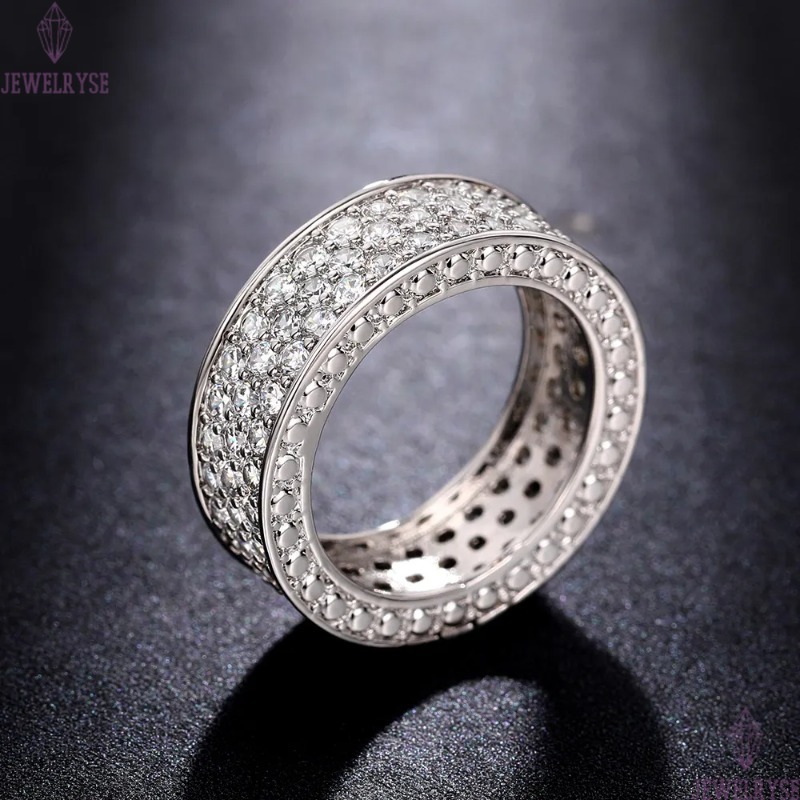 2023 Top Sell Wedding Rings Luxury Jewelry 925 Sterling Silver Fill Full Pave White 5A Cubic Zircon CZ Diamond Handmade Party Women Engagement Band Ri