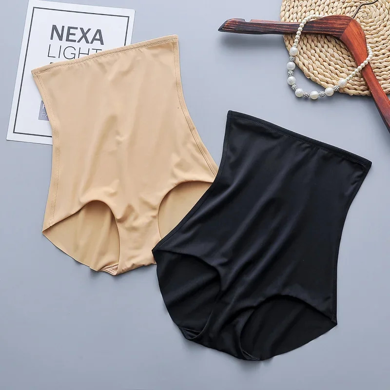 Waist tight corset back abdominal underwear ice silk seamless thin section weight loss hip lifting binding and shaping pants 250430