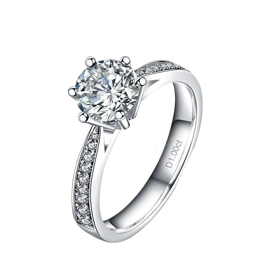 Womens D Color Moissanite Ring 1CT Adjustable Ring Original 925 Sterling Silver Moissanite Rresizable Rings For Women