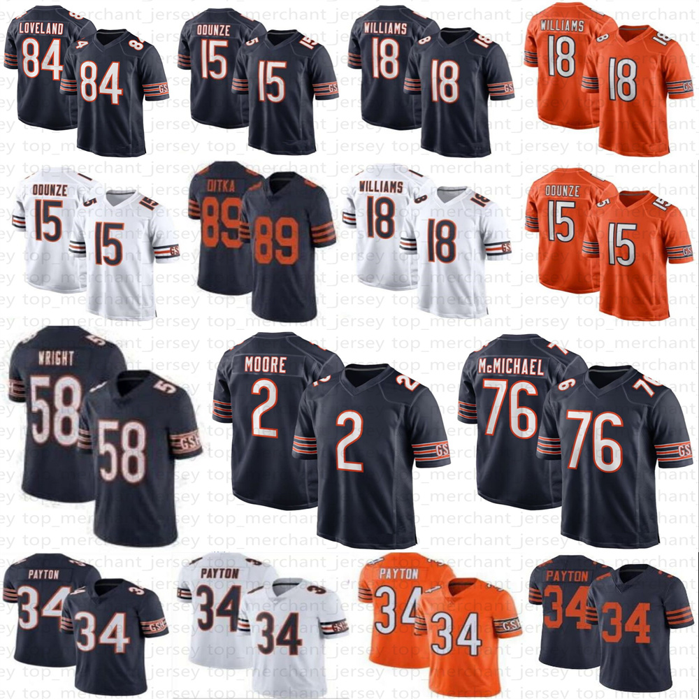 Caleb Williams Rome Odunze Football Jersey Colston Loveland DJ Moore Cole Kmet D'Andre Swift Walter Payton Tory Taylor Brian Urlacher Montez Sweat Keenan Allen