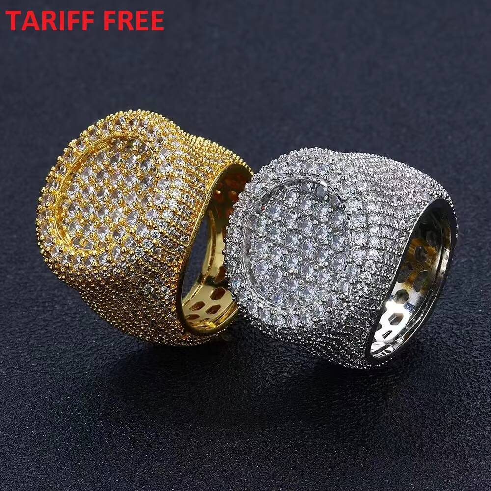 Hip Hop Jewelry Pass Diamond Teste 925 Silver Fully Iced Bubble Edge Round Diamond Moissanite Ring for Men