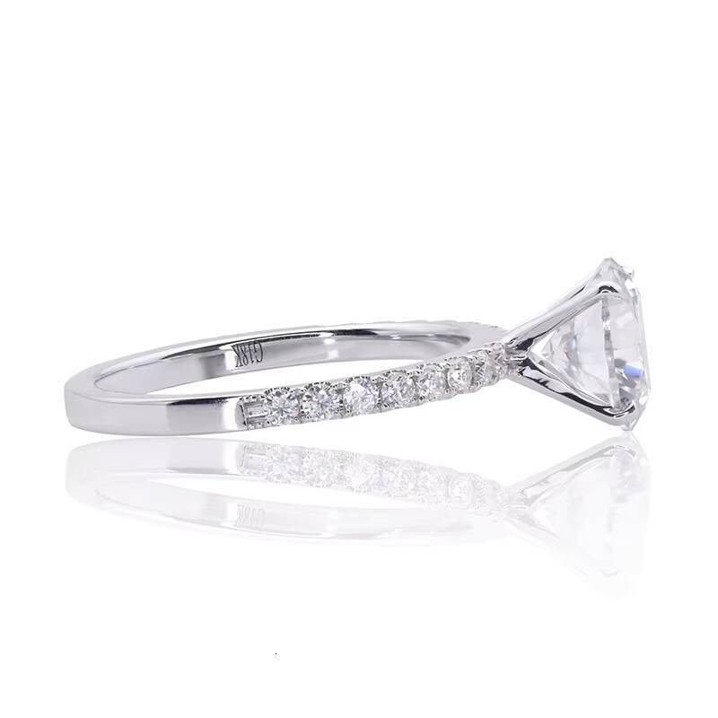 Moissanite Diamond Engagement Ring in Pure 18k White Gold Moissanite Ring