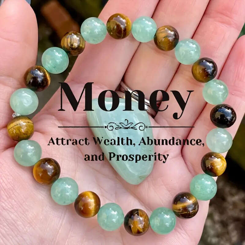 Temu Xiyin TK Natural Tiger Eye Stone Green Dongling Wealth Bracelet