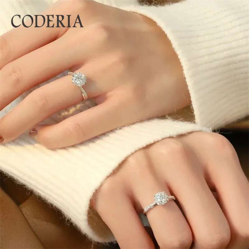 925 Sterling Silver Ring GRA Certified D Color Moissanite VVS Diamond 1 Carat Wedding Rings Engagement Jewelry