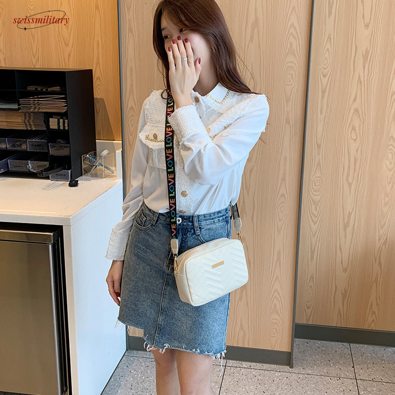 Embroidered Camera Bag PU Material Casual Small Square Bag Versatile Single Shoulder Bag Printed Shoulder Strap swissmilitary