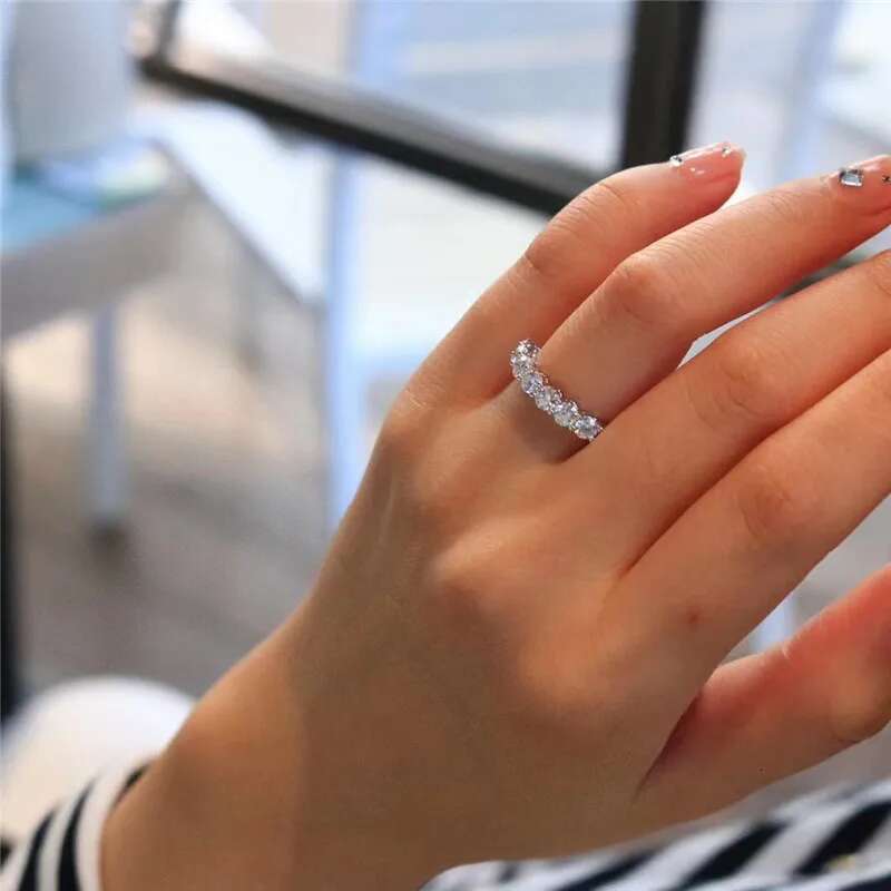 Total 0.7 Carat D Color VVS1 Moissanite Super Sparkle Ring Lab Grown Diamonds Women Wedding Ring Sterling Silver Jewelry