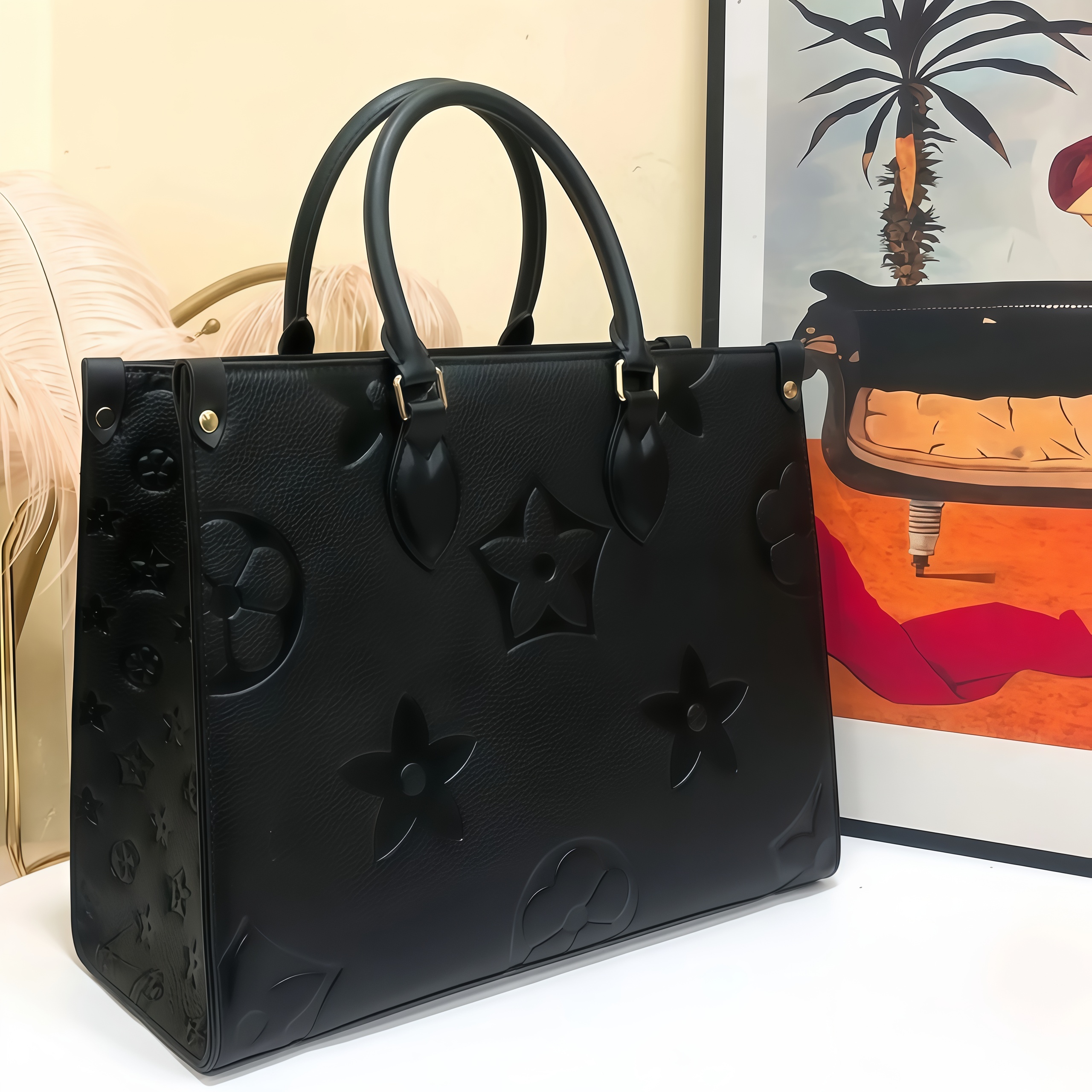 2025 Luxury Designer Onthe go Embossed Flower Large Capacity GM MM size Tote Fashion Sac Femme Shoulder Bags Women Handbag Handle Lady Totes Bag Female backpack