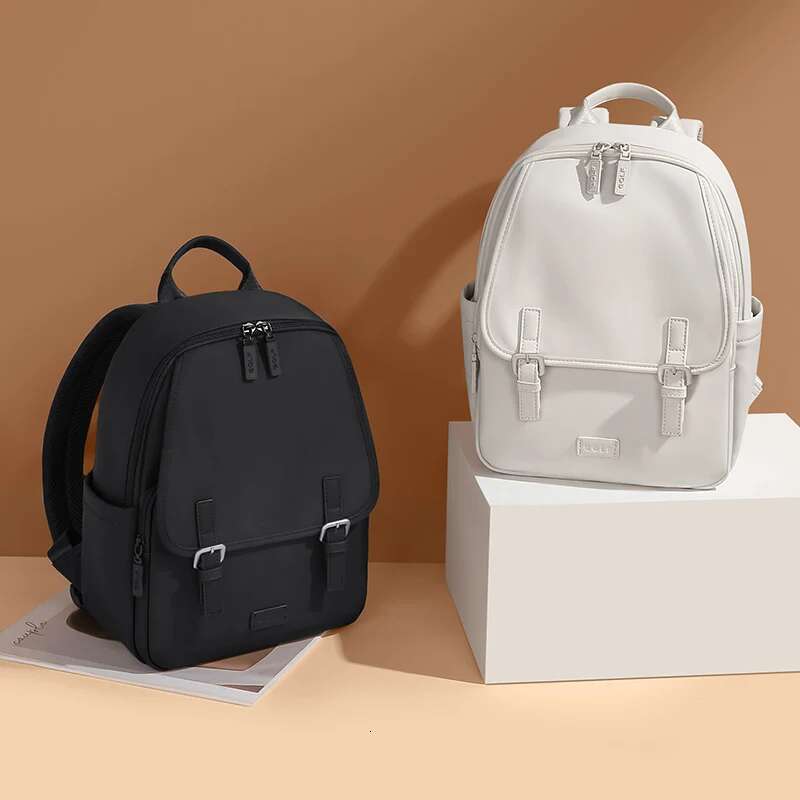 GOLF Leather Vintage Women Small Black Backpacks Multi Pockets White Backpack Purse Waterproof Buckle Ladies Back Bags