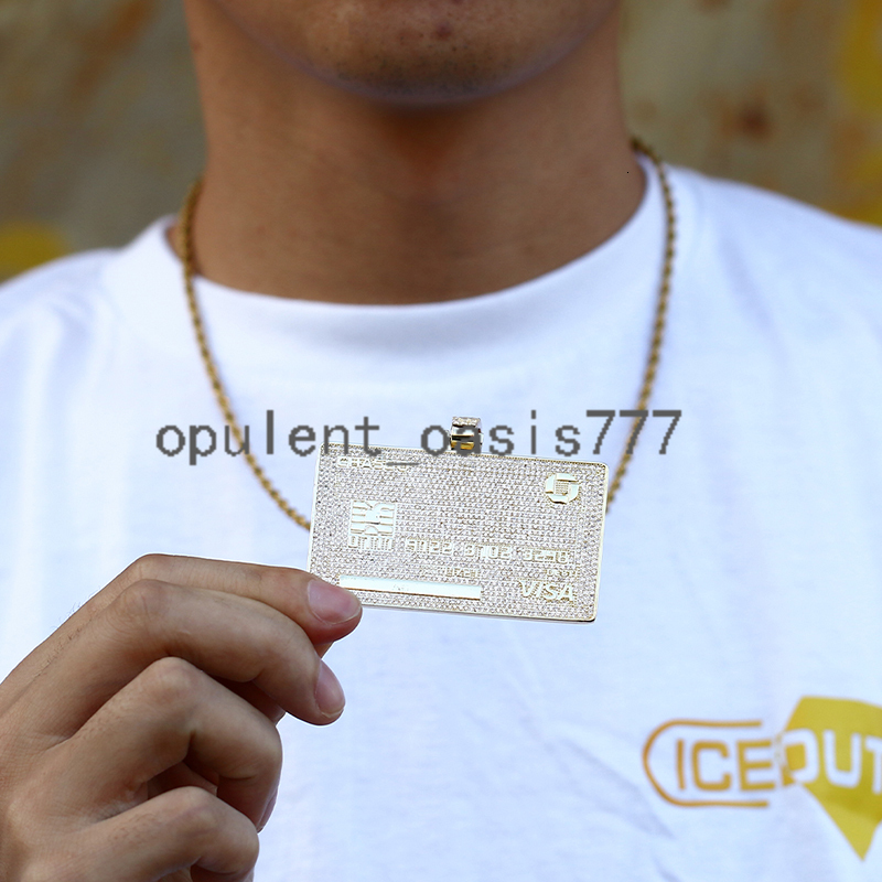 Jewelry Manufacturer Design Hiphop Men Jewelry Iced Out 18k Gold Plated Brass moissanite Diamond Bank Card Pendant