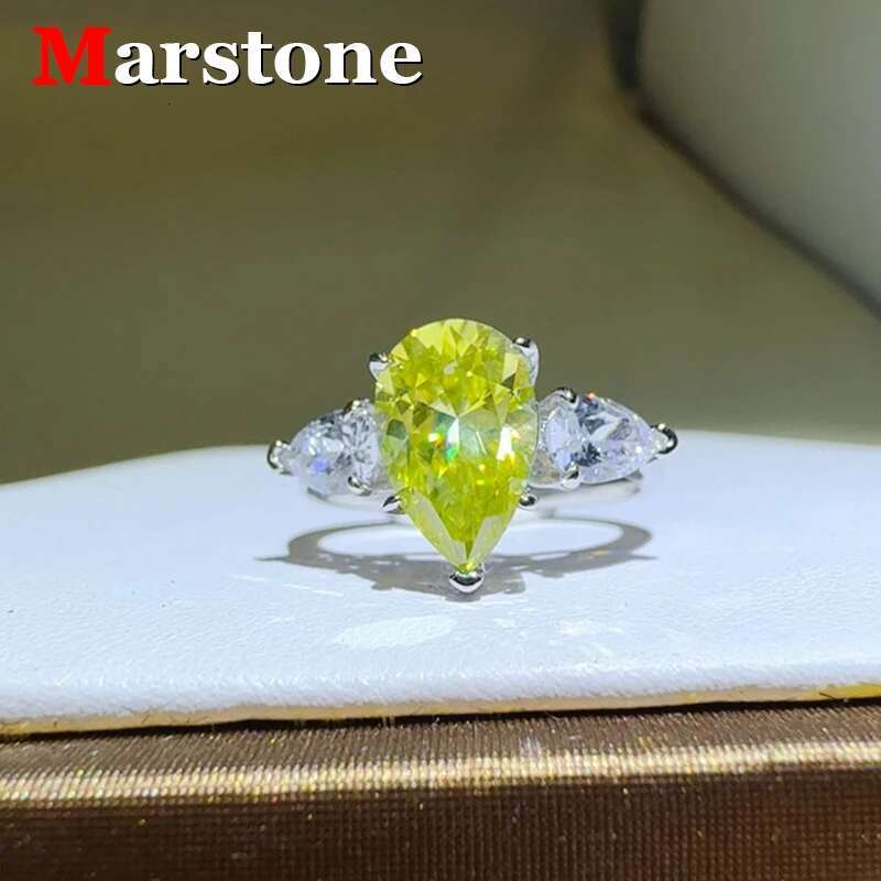 1-3CTMoissanite D Color VVS Diamond Womens Blue Green Yellow Ring S925 Silver Ring Plated White Gold Jewelry Rings for Women