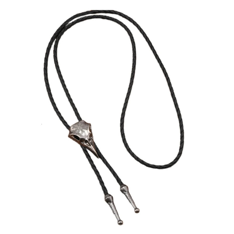 Cowboy Bolo Tie Metal Northern Symbol Crow Skull Necktie Necklace Shirt Chain 250430