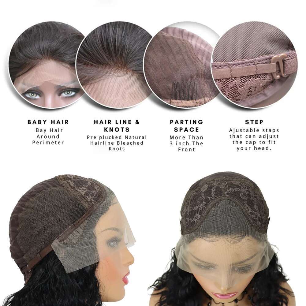 Curly Lace Front 13*3 For Black Women Long Deep Wave Synthetic Wigs With Baby Hair Heat Resistant Fiber Glueless
