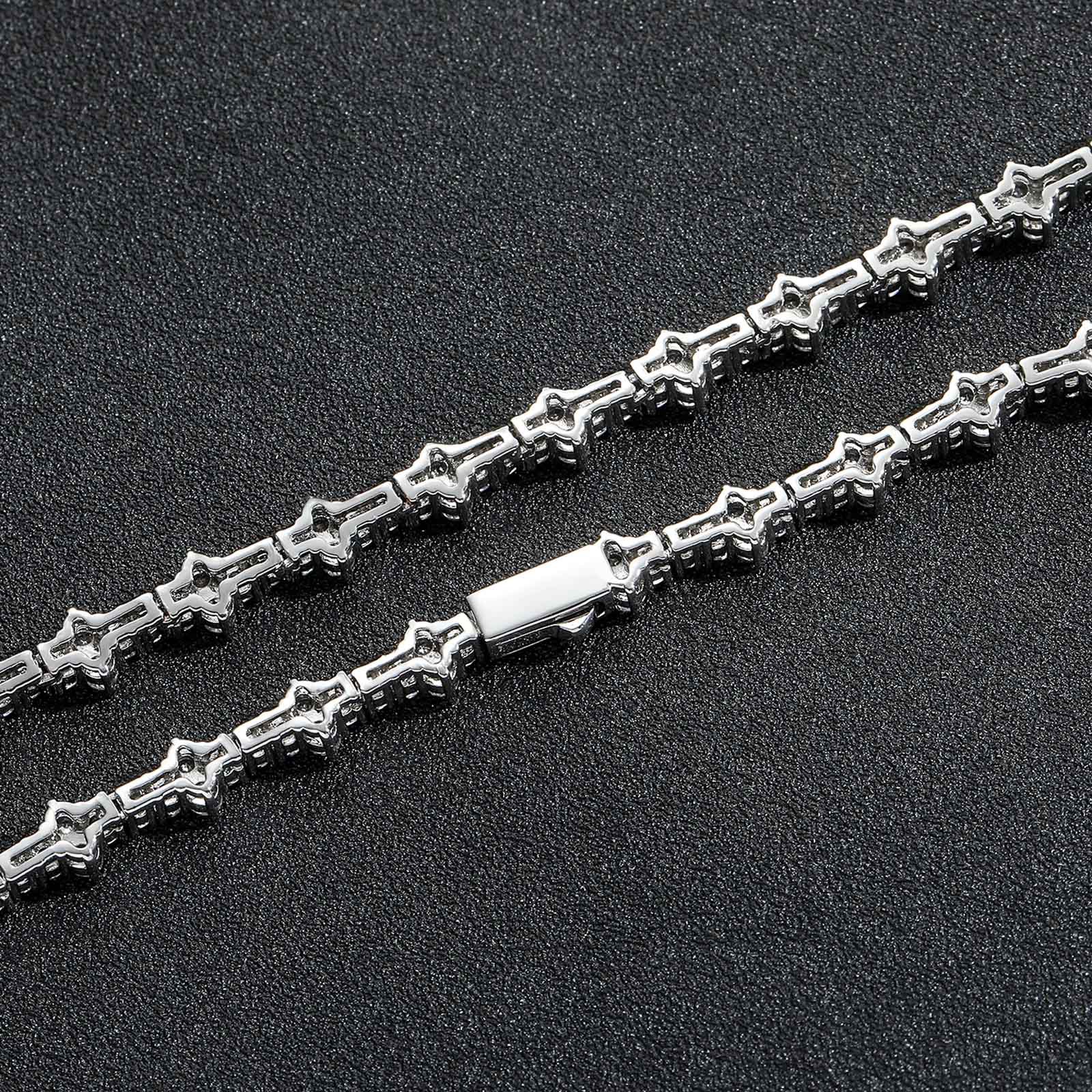 Fashion luxury plum tennis chain, unisex spring buckle hip-hop necklace, Mosan stone necklace GRA certificate hip-hop accessories necklace bracelet Fr