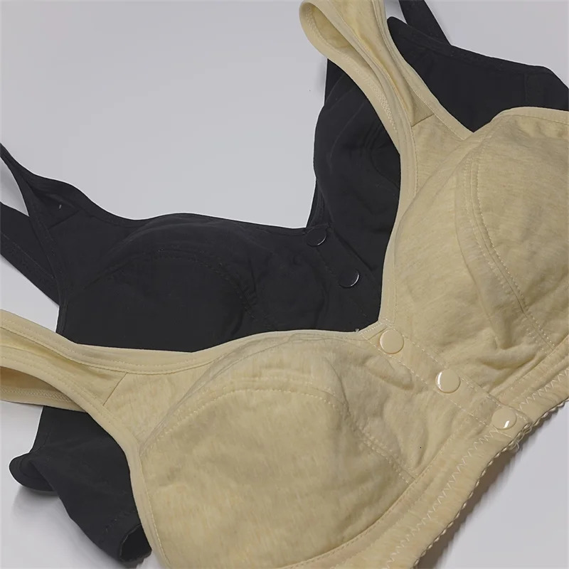 2PCS front button underwear womens soft cotton vest middleaged and elderly strapless bra largesized 250430