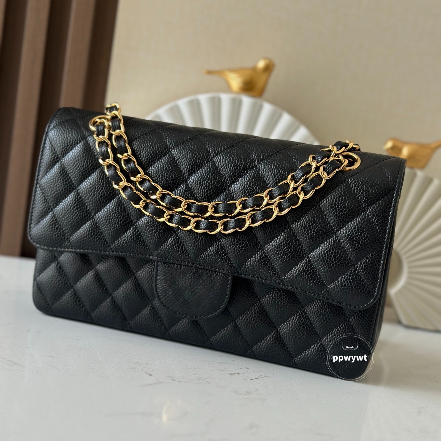Luxury Designer Caviar Leather Shoulder Bag for Women Black Crossbody 25.5 CF Classic Chain Flap Bag Diamond Lattice Tote Handbag Elegant Top Quality Purse