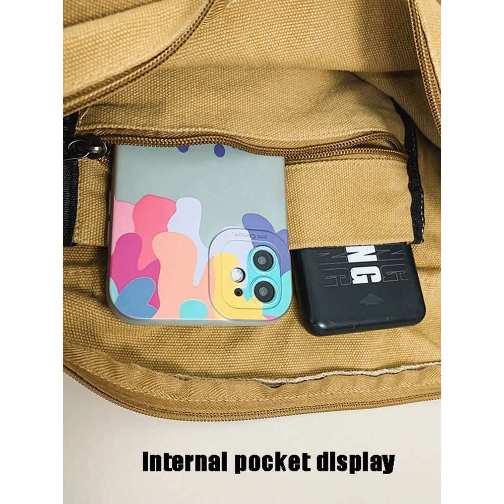 Casual Canvas Messenger Versatile Flip Large Capacity Shoulder Book Student Adjustable Crossbody Bag For Men Women