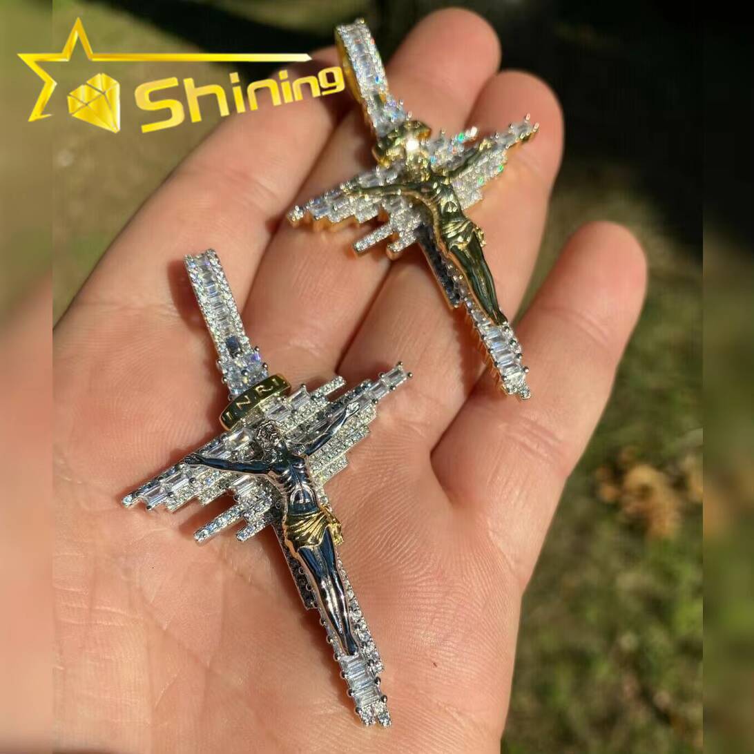 Fashion Jewelry Moissanite Jesus Pendant 925 Silver Gold Plated VVS Moissanite Gra Certified Diamonds Pendant Silver Jewelry