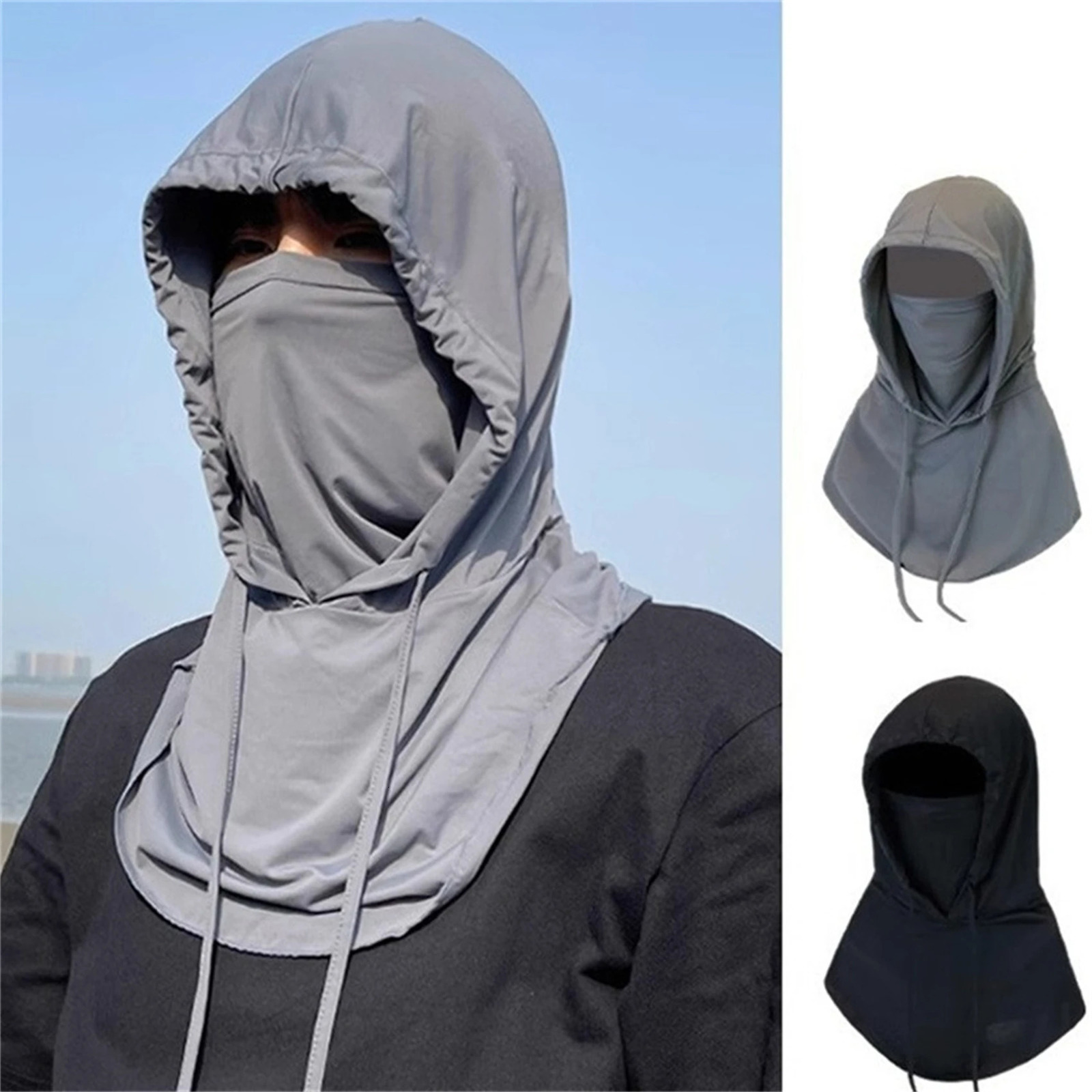 1Set Cooling Ice Silk Uv Protection Arm Sleeves And Face Cover Summer Breathable Sunscreen Cycling Driving Long Gloves Mask 250430