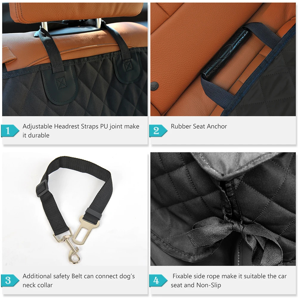 Dog car seat cover pet travel car cushion waterproof dog car seat protector with center seat armrest suitable for dogs 250427