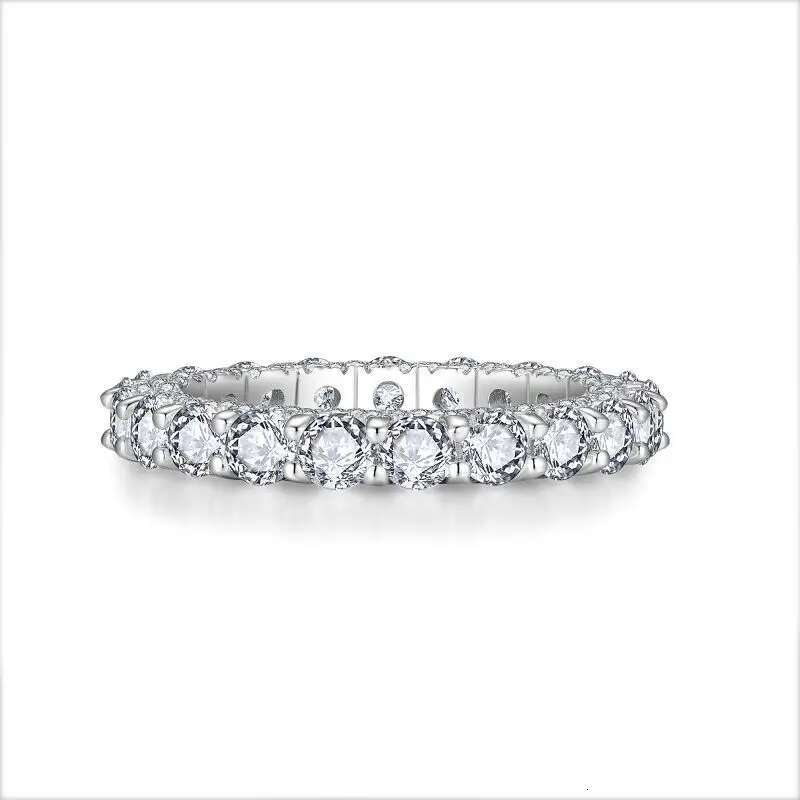 3MM Full Moissanite Diamond D Color Womens Ring S925 Sterling Sliver 18K White Gold Engagemet Rings Fine Jewelry for Women