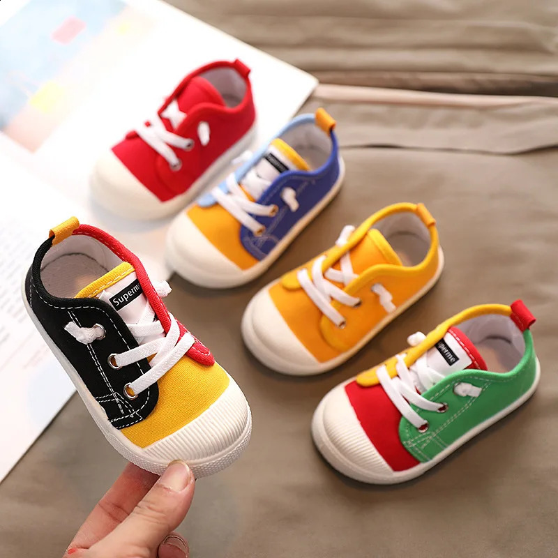 Boys Canvas Shoes Sneakers Girls Tennis Laceup Children Footwear Toddler Yellow Chaussure Zapato Casual Kids 250117