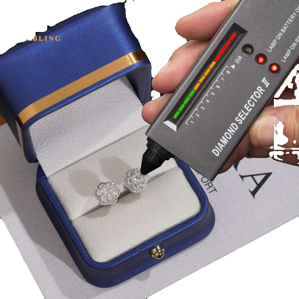 Elegant Dazzling Trendy Flower 10MM Moissanite Diamond Ear Studs For Men Women Hip Hop Jewelry Fine Earrings 10K Solid Gold