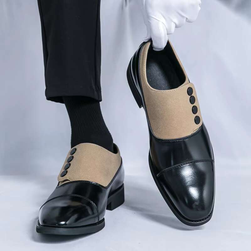 High End Brand Leather Casual Office Men's Business urious Banquet Pointed Toe Shoes for Wedding Brown