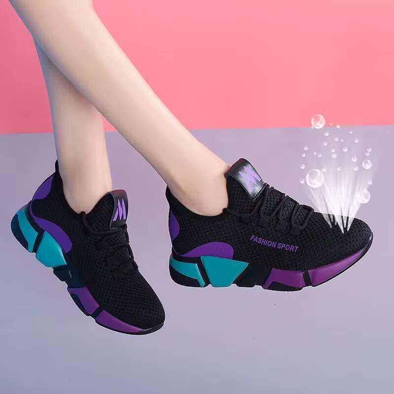 Women Running Female Flats Platform Sneakers Breathable Mesh Flying Woven Lace Up Casual Shoes Tenis Feminino Basket Femme