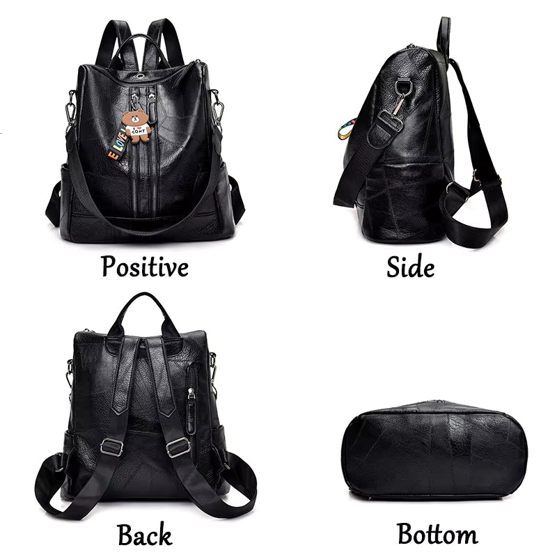 Vintage Soft Leather Fashion Bags For Teenagers Girls High Quality School Backpack Women Travel Backpacks