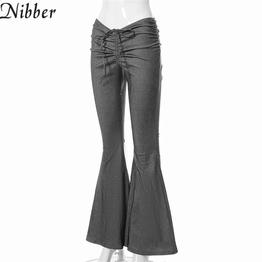 Nibber retro Y2K sexy party club Flared summer low waist handle Hip Lift ultra-thin Pants womens streetwear 250122