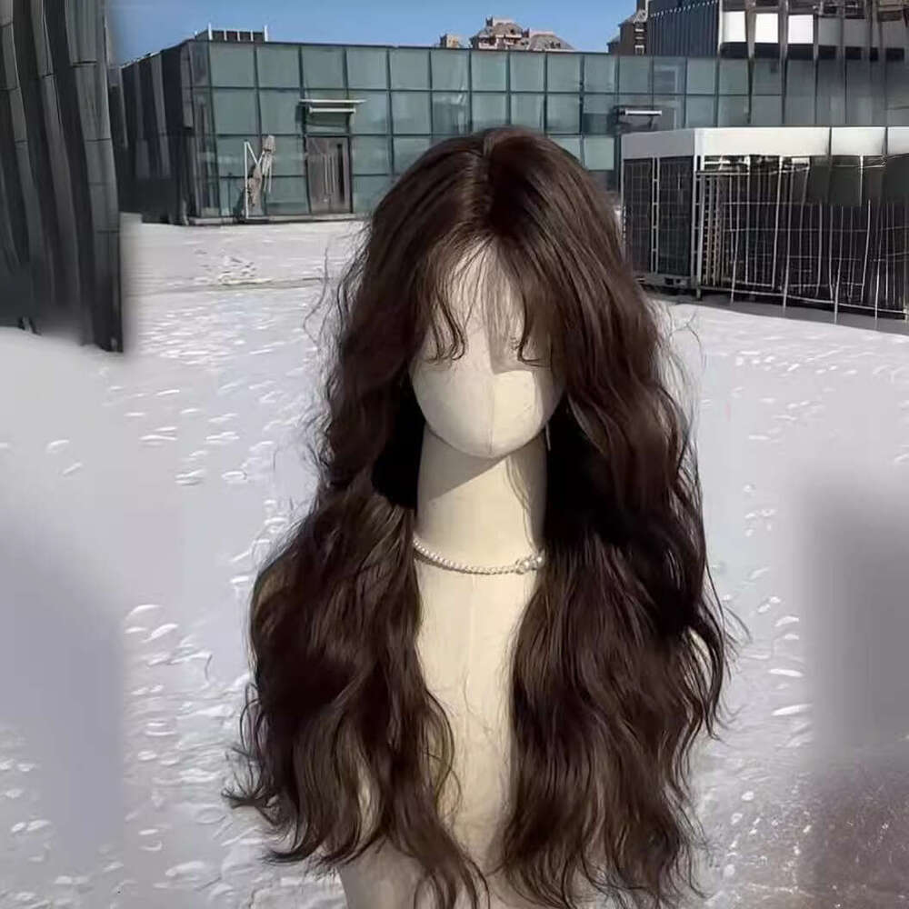 Lace Front Wig Cover T Shape New Product Small Lace Wig Women S Full Head Cover Mid Split Fluffy Figure Eight Bangs Long Curly Hair Straight Hair Wig