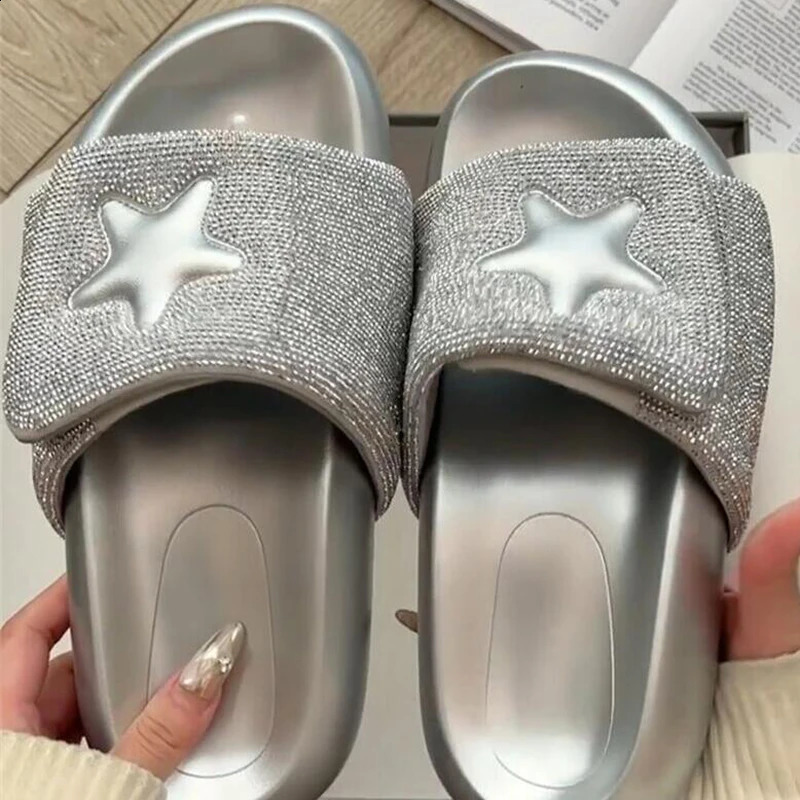 Top Quality Sandalias Women Slippers Bling Rhinestone Women Sandals Platform Fashion Shiny Womens Casual Shoes Crystal 250113