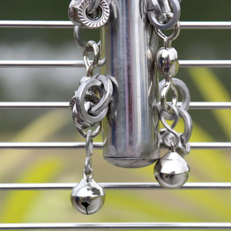 Birdcage Chewing Bell Toy Stainless Steel Hanging Perch Toy Pecking Toy for Medium Large Bird Stainless Steel Parrot Toys 250121