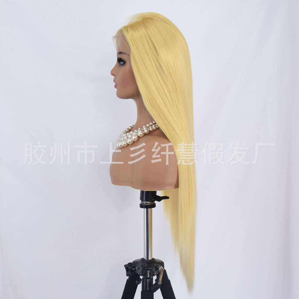Lace Front Wig Cover T Shape Wig New Front Lace Women S Long Straight Hair Red Gold High Temperature Matte Synthetic Silk Headband