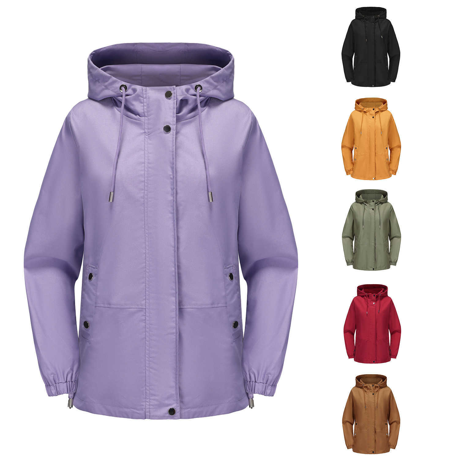 Spring Autumn Casual Windbreaker Womens Loose Windproof Jacket Hooded Long Sleeved Basic Windproof Jacket Women Leather Womens Jacket 241209