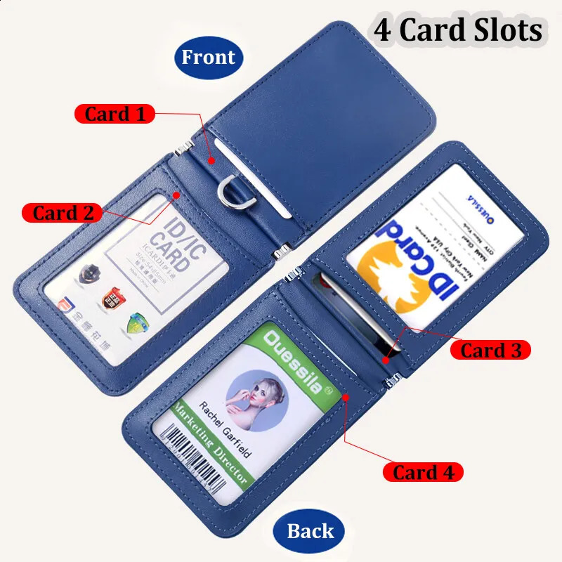 Top Grade Genuine Leather ID Badge Holder Business Cards Holders with Neck Lanyard Formal Staff Magnet Closed ID Card Name Tags 250120
