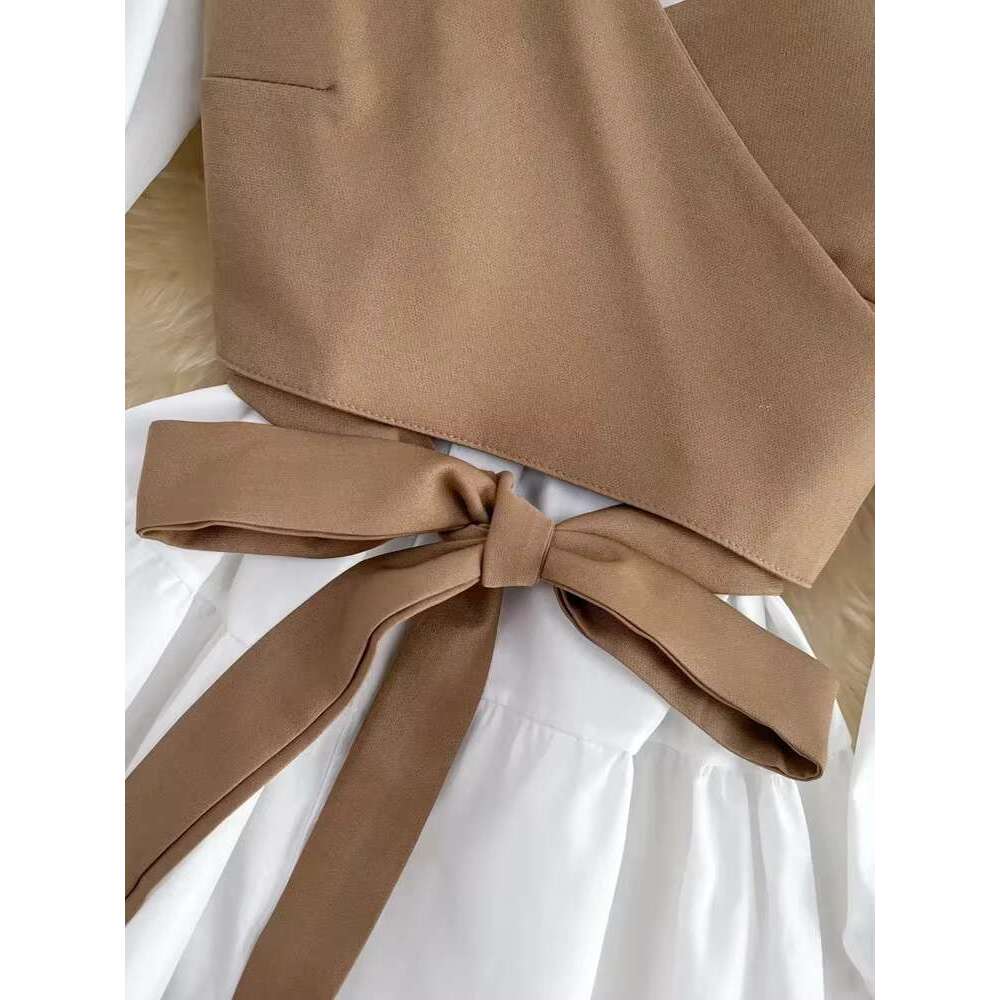Spring Autumn New Fashion Casual Suit Female Korean Loose White Shirt Slim Vest Dress Two-Piece Set Gd786