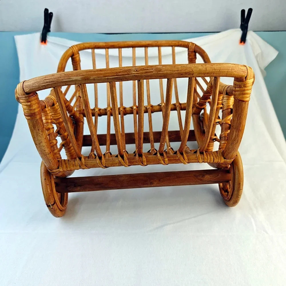 Vintage Rattan Baby Cart born Pography Props Trolley Basket Crib Chair Stroller Prop Fotografia 250110