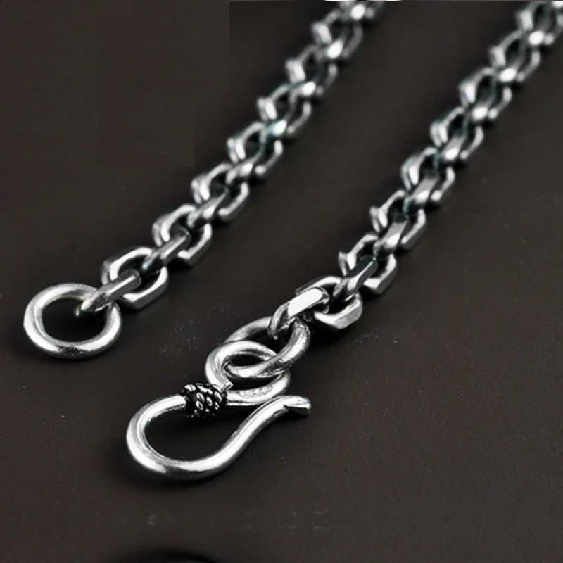 Real Silver S925 Pure silver Clasic Round Chain Necklace For Men Male 925 Sterling Silver Necklace Women Thai Silver Chain 250120
