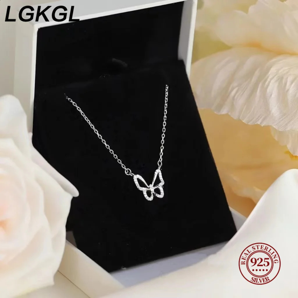 LGKGL 925 Silver Sterling Butterfly Necklace For Women Clavicle Chain Woman Jewelry Birthday Gift Accessories 250117
