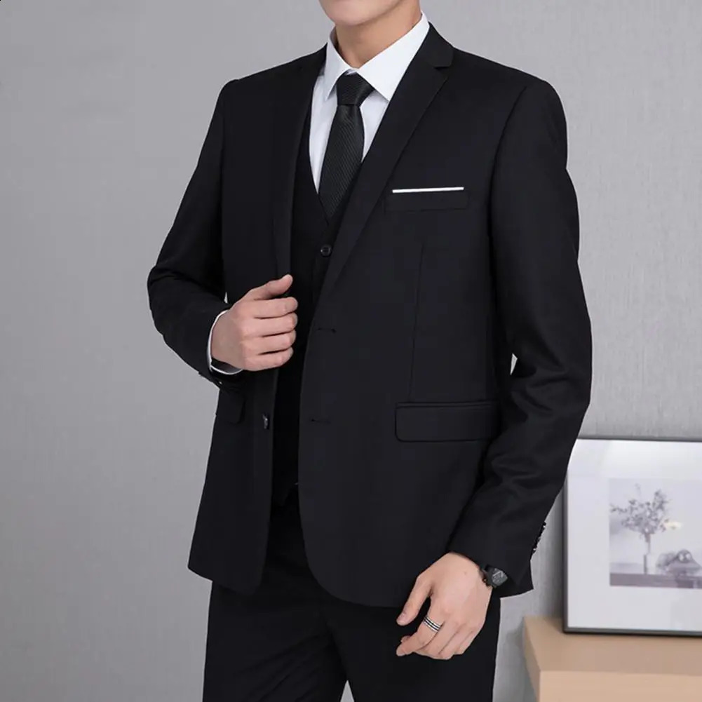 Men Formal Business Suit Coat One Button Black Blue Red Slim Fit Fashion Blazer Jacket Casual Clothing 250115