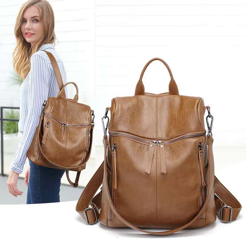 Genuine Leather Women's Backpack High Quality Fashion Cowhide Backpacks Women Casual Large Capacity Brand Shoulder Bags