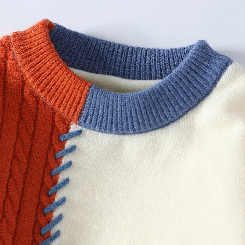 Mens autumn and winter knitwear fashion color matching base shirt personality color sweater thick long-sleeved pullover 250118